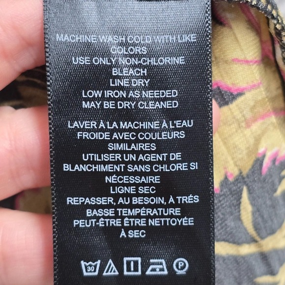 Anthropologie Top Womens XS Black Floral Button Up Deep V-Neck Feminine Romantic - Picture 6 of 12